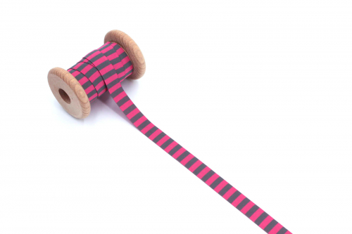 Webband Streifen pink/ grau (1 m)